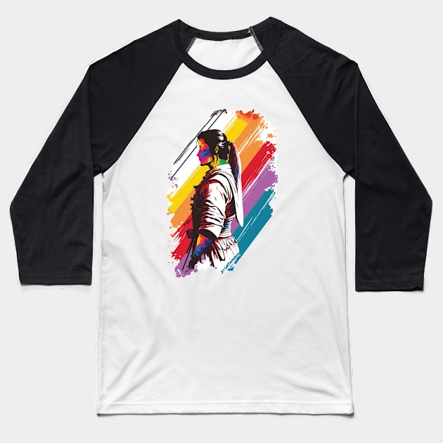 Rainbow Karate Fighter - Martial Arts Pride Baseball T-Shirt by RailoImage